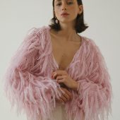 Beige Knitted Alpaca Cardigan: Women's Merino Wool Cropped Jacket