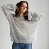 Hand Knitted Mohair Hoodie: Gray Slouchy Knitwear