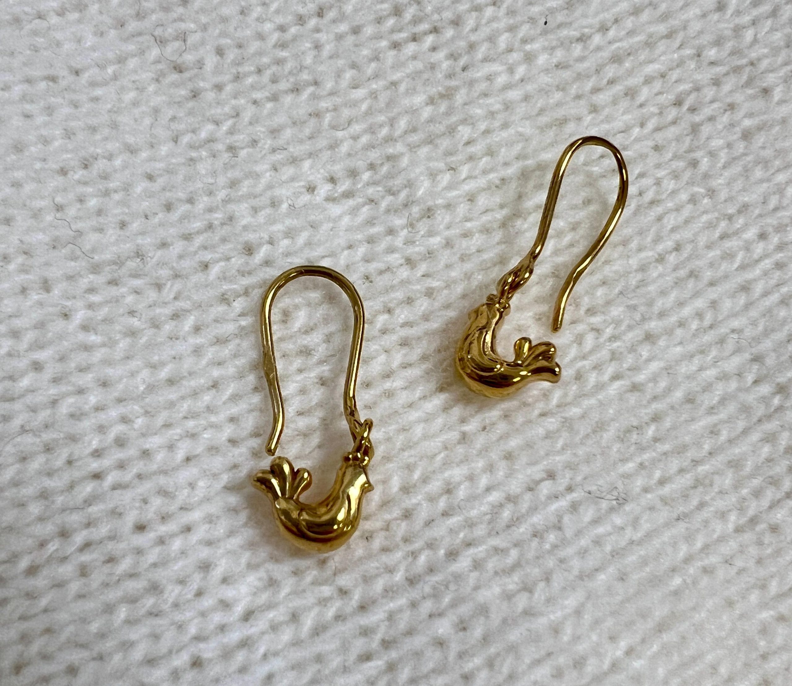 Silver Bird Jewelry Earrings, Handmade Earrings Covered With 24k Gold Plating