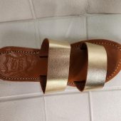 Handmade Moroccan Leather Sandals For Women – Gold Strappy Sandali Donna | Flat Leather Womens Sandals | Ledersandalen Damen |