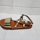 Gold Leather Moroccan Sandals – Handmade Summer Shoes For Women – Crisscross Flat Sandals With Ankle Strap – Boho Chic Comfy Slides –