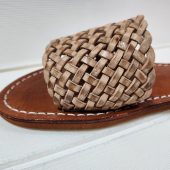 Handmade Moroccan Braided Leather Sandals For Women – Natural Woven Flat Slides – Artisan Marrakech Shoes – Summer Boho Slip-on Flats