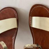 Blond Moroccan Leather Sandals – Handmade Women Flats – Custom Fit Design